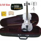 Rugeri 1/10 Size Silver Violin+Case+Bow+2 Sets String,2 Bridges,Rosin,Metro Tuner,Music Stand