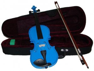 Rugeri MV400DBL 4/4 Size Solid Wood Ebony Fitted Violin with Case and Bow ~ BLUE