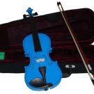 Rugeri MV400DBL 1/10 Size Solid Wood Ebony Fitted Violin with Case and Bow ~ BLUE