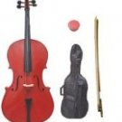 Merano 1/4 Size Red Cello with Bag and Bow + Free Rosin