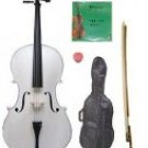Merano 4/4 Size White Cello with Bag and Bow + 2 Sets of Strings + Rosin