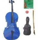 Merano 1/4 Size Blue Cello with Bag and Bow + 2 Sets of Strings + Rosin