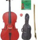 Merano 1/4 Size Red Cello with Bag and Bow + 2 Sets of Strings + Rosin