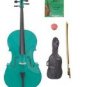 Merano 1/8 Size Green Cello with Bag and Bow + 2 Sets of Strings + Rosin