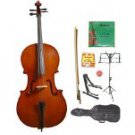 Merano 1/4 Size Natural Cello w/Bag,Bow+Rosin+2 Sets Strings+Tuner+Cello Stand+Music Stand
