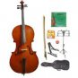Merano 1/4 Size Natural Cello w/Bag,Bow+Rosin+2 Sets Strings+Tuner+Cello Stand+Music Stand