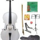 Merano 4/4 Size White Cello w/Bag,Bow+Rosin+2 Sets Strings+Tuner+Cello Stand+Music Stand