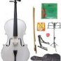 Merano 4/4 Size White Cello w/Bag,Bow+Rosin+2 Sets Strings+Tuner+Cello Stand+Music Stand