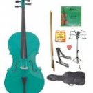Merano 1/8 Size Green Cello w/Bag,Bow+Rosin+2 Sets Strings+Tuner+Cello Stand+Music Stand
