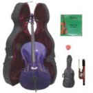 Merano 4/4 Size Purple Cello with Hard Case + Soft Carrying Bag + Bow + 2 Sets of Strings + Rosin