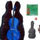 Merano 1/4 Size Blue Cello with Hard Case + Soft Carrying Bag + Bow + 2 Sets of Strings + Rosin