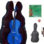 Merano 1/4 Size Blue Cello with Hard Case + Soft Carrying Bag + Bow + 2 Sets of Strings + Rosin