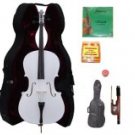 Merano 1/4 Size White Cello with Hard Case+Soft Carrying Bag+Bow+2 Sets Strings+Tuner+Rosin
