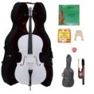 Merano 1/4 Size White Cello with Hard Case+Soft Bag+Bow+2 Sets Strings+2 Bridges+Tuner+Rosin