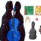 Merano 1/4 Size Blue Cello with Hard Case+Soft Bag+Bow+2 Sets Strings+2 Bridges+Tuner+Rosin
