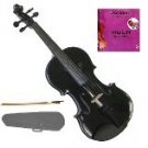 Merano 1/10 Size Acoustic Black Violin with Hard Case and Bow+Free Rosin+Extra E String