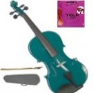 Merano 4/4 Size Acoustic Green Violin with Hard Case and Bow+Free Rosin+Extra E String
