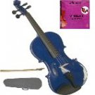 Merano 1/2 Size Acoustic Blue Violin with Hard Case and Bow+Free Rosin+Extra E String