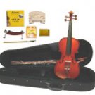 1/2 Size Solidwood Violin,Boxwood Parts,Case,2 Bows+Strings+Bridges+Rosin+Tuner+Shoulder Rest
