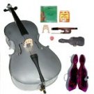 Merano 1/4 Size GREY Cello with Hard Case+Soft Bag+Bow+2 Sets Strings+2 Bridges+Tuner+Rosin