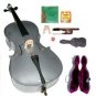 Merano 1/4 Size GREY Cello with Hard Case+Soft Bag+Bow+2 Sets Strings+2 Bridges+Tuner+Rosin
