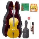 Merano 1/4 Size Gold Cello with Hard Case+Soft Bag+Bow+2 Sets Strings+Tuner+Rosin
