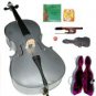 Merano 1/4 Size GREY Cello with Hard Case+Soft Bag+Bow+2 Sets Strings+Tuner+Rosin