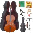 Merano 1/4 Size Student Cello, Hard Case,Soft Bag,Bow,2 Sets Strings,2 Bridges,Tuner,Rosin,2 Stands
