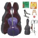 Merano 1/4 Size Purple Cello, Hard Case,Soft Bag,Bow,2 Sets Strings,2 Bridges,Tuner,Rosin,2 Stands