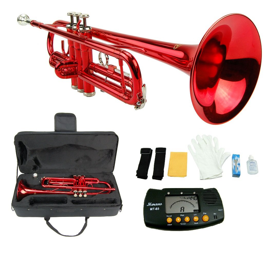 RED LACQUER PLATED TRUMPET WITH CASE