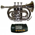 NICKEL PLATED POCKET TRUMPET WITH CASE
