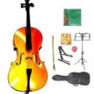 Merano 1/4 Size Gold Cello w/Bag,Bow+Rosin+2 Sets Strings+Tuner+Cello Stand+Music Stand