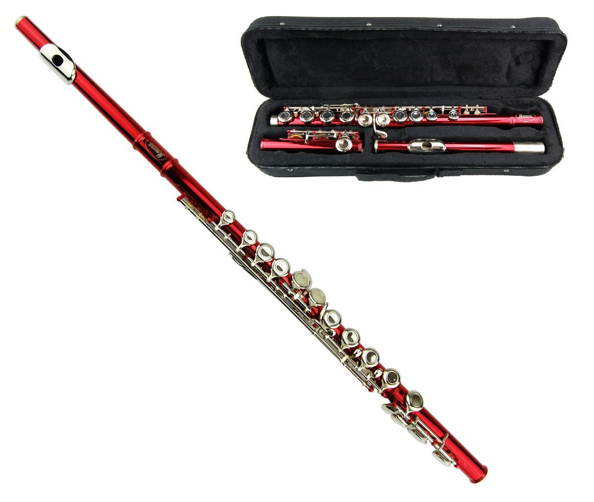 Merano 16 Hole C Key Red Flute with Carrying case