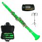 MERANO GREEN CLARINET WITH CASE,11 REEDS, METRO TUNER, MUSIC STAND