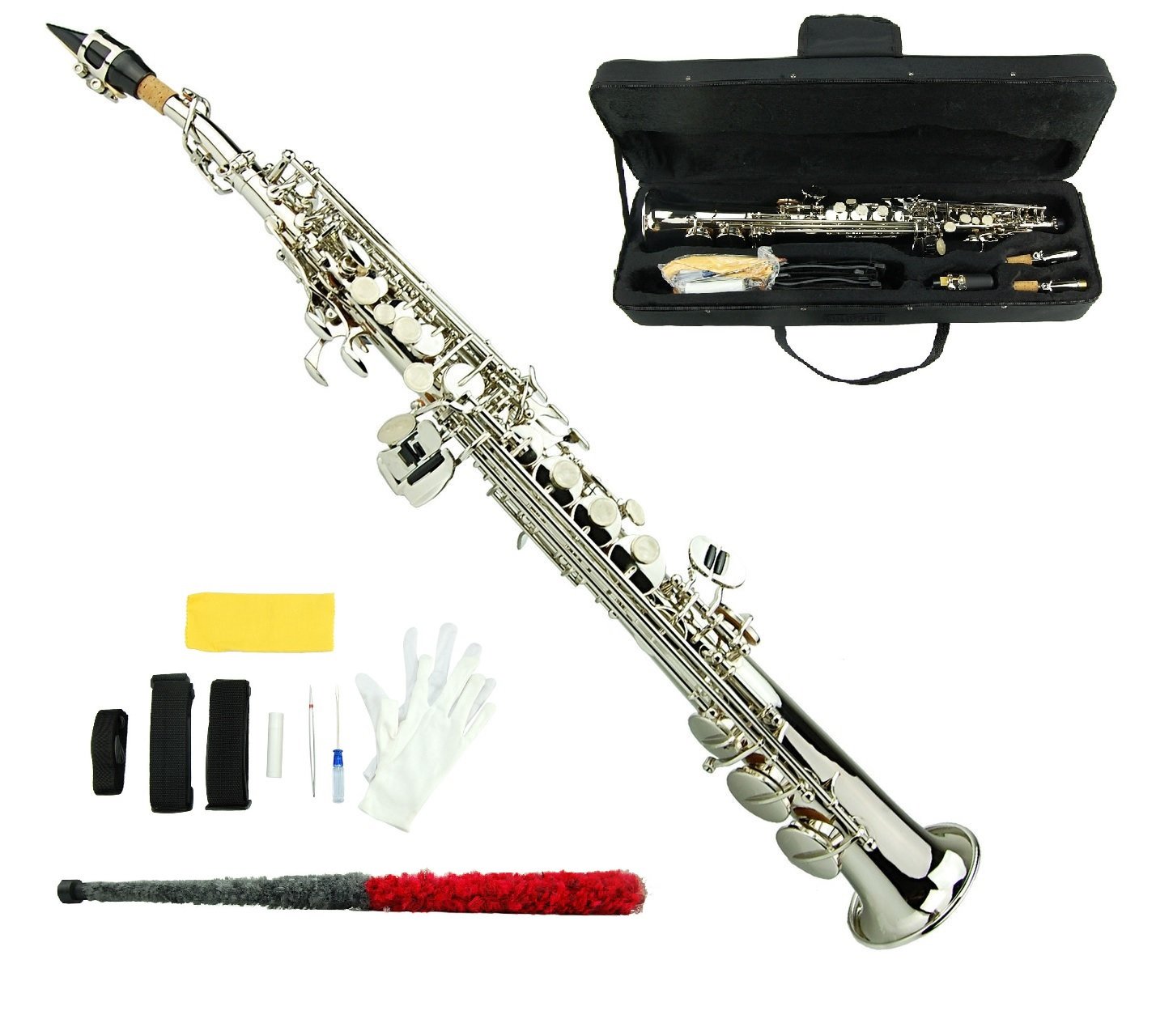 B Flat Silver Soprano Saxophone with Case