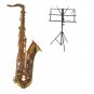 B Flat GOLD Brass Tenor Saxophone with Hard Case+Free Music Stand