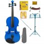 Merano 1/8 Size Blue Violin with Matching Color Bow, Music Stand