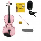 1/2 Size Pink Violin, Bow,Case+Rosin+2Sets of Strings+Clip On Tuner