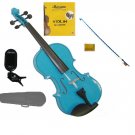 1/8 Size Blue Violin,Blue Bow,Case+Rosin+2Sets of Strings+Clip On Tuner