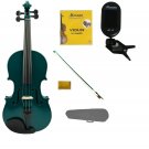 4/4 Size Green Violin,Bow,Case+Rosin+2Sets of Strings+Clip On Tuner
