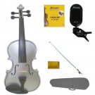 1/8 Size Silver Violin,Silver Bow,Case+Rosin+2Sets of Strings+Clip On Tuner