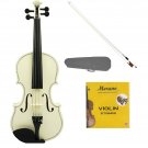 1/2 Size White Acoustic Violin,Case,Bow+Rosin+2 Sets of Strings