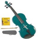 4/4 Size Green Acoustic Violin,Case,Bow+Rosin+2 Sets of Strings