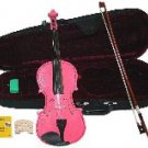 Merano 1/2 Size Pink Acoustic Violin,Case,Bow+Rosin+2 Sets of Strings+2 Bridges