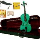 Merano 4/4 Size Green Violin,Case,Bow+Rosin+2 Sets Strings+2 Bridges+Tuner+Shoulder Rest