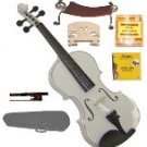 Merano 1/2 Size White Violin,Case,Bow+Rosin+2 Sets Strings+2 Bridges+Tuner+Shoulder Rest