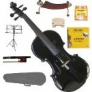 Merano 4/4 Size Black Violin,Case,Bow+Rosin+2 Sets Strings+2 Bridges+Tuner+Shoulder Rest+Music Stand
