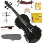 Merano 4/4 Size Black Violin,Case,Bow+Rosin+2 Sets Strings+2 Bridges+Tuner+Shoulder Rest+Music Stand