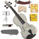 Merano 4/4 Size White Violin,Case,Bow+Rosin+2Sets Strings+2 Bridges+Tuner+Shoulder Rest+Music Stand
