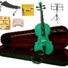 Merano 4/4 Size Green Violin,Case,Bow+Rosin+2Sets Strings+2 Bridges+Tuner+Shoulder Rest+Music Stand